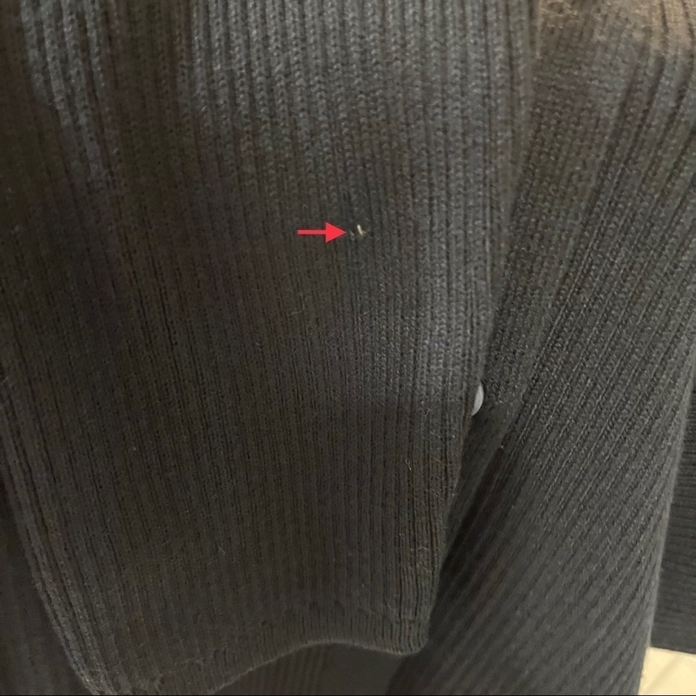 Treasure & Bond Dress V Neck Midi Sweater Ribbed Dress Black Size Large - Picture 9 of 9